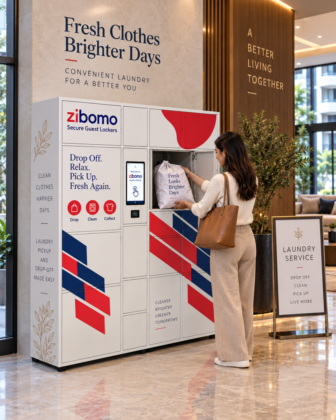 Laundry drop-off and pickup smart lockers