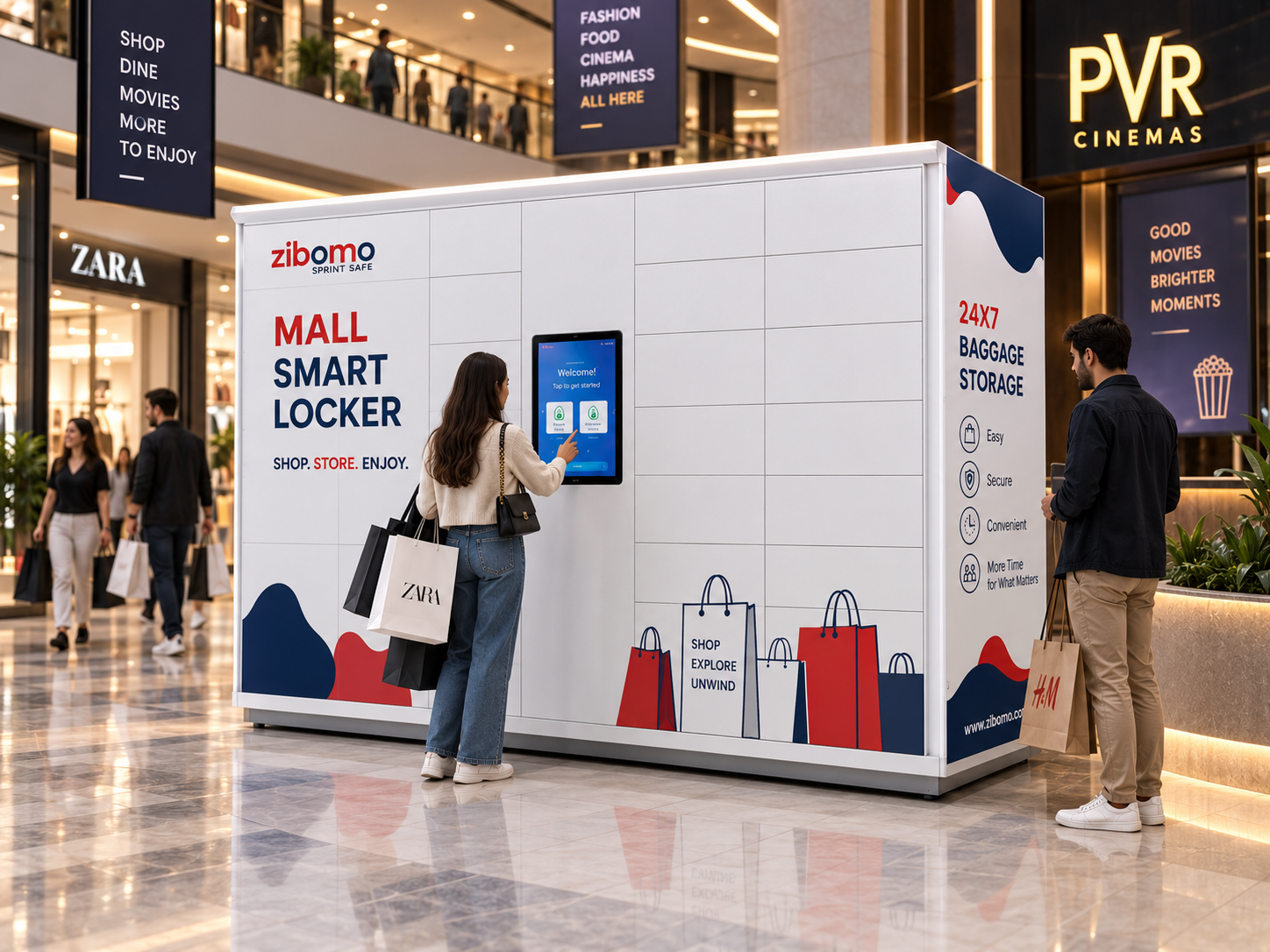 Smart lockers for malls and multiplexes