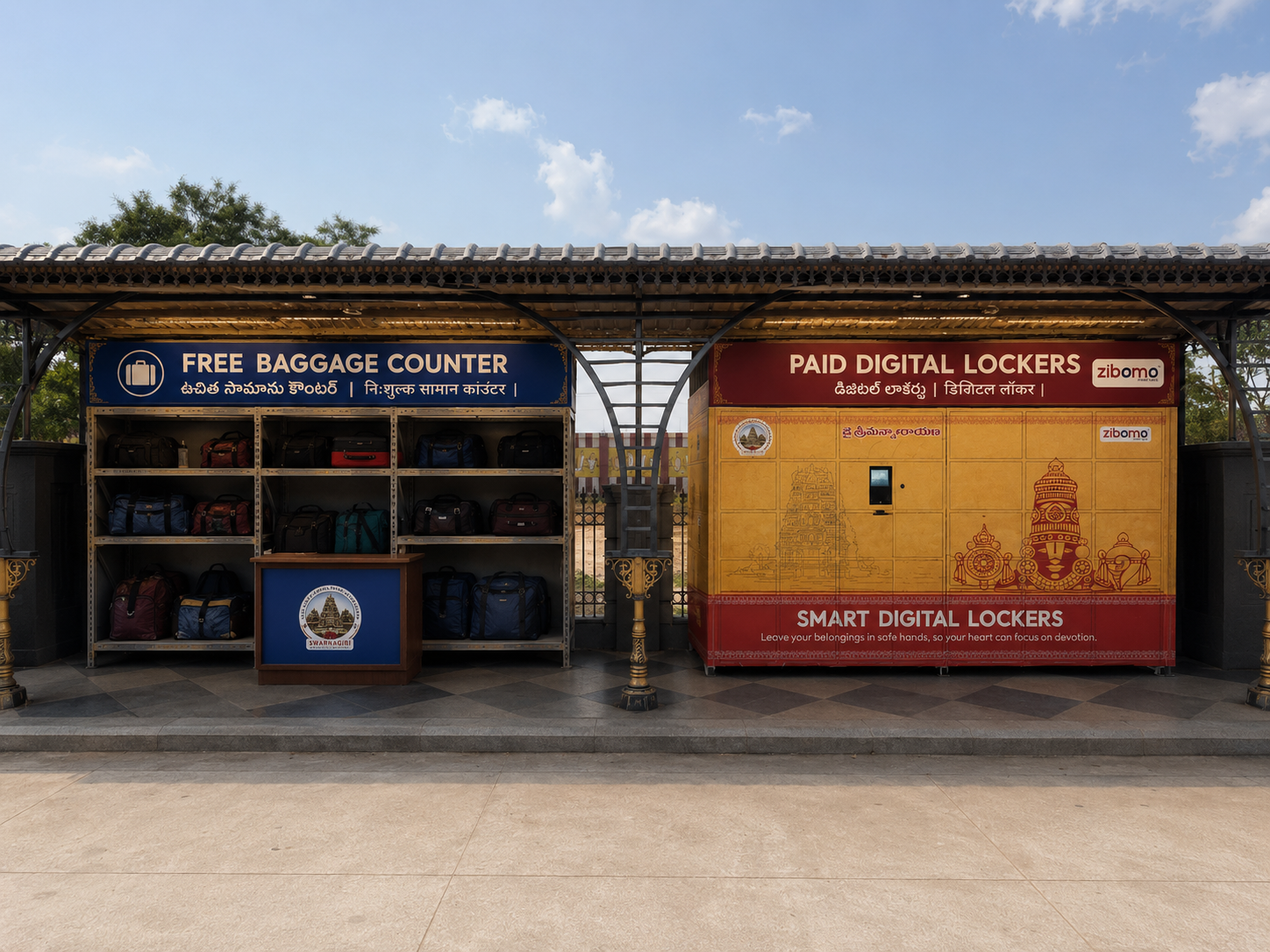 Digital mobile and baggage lockers for temples