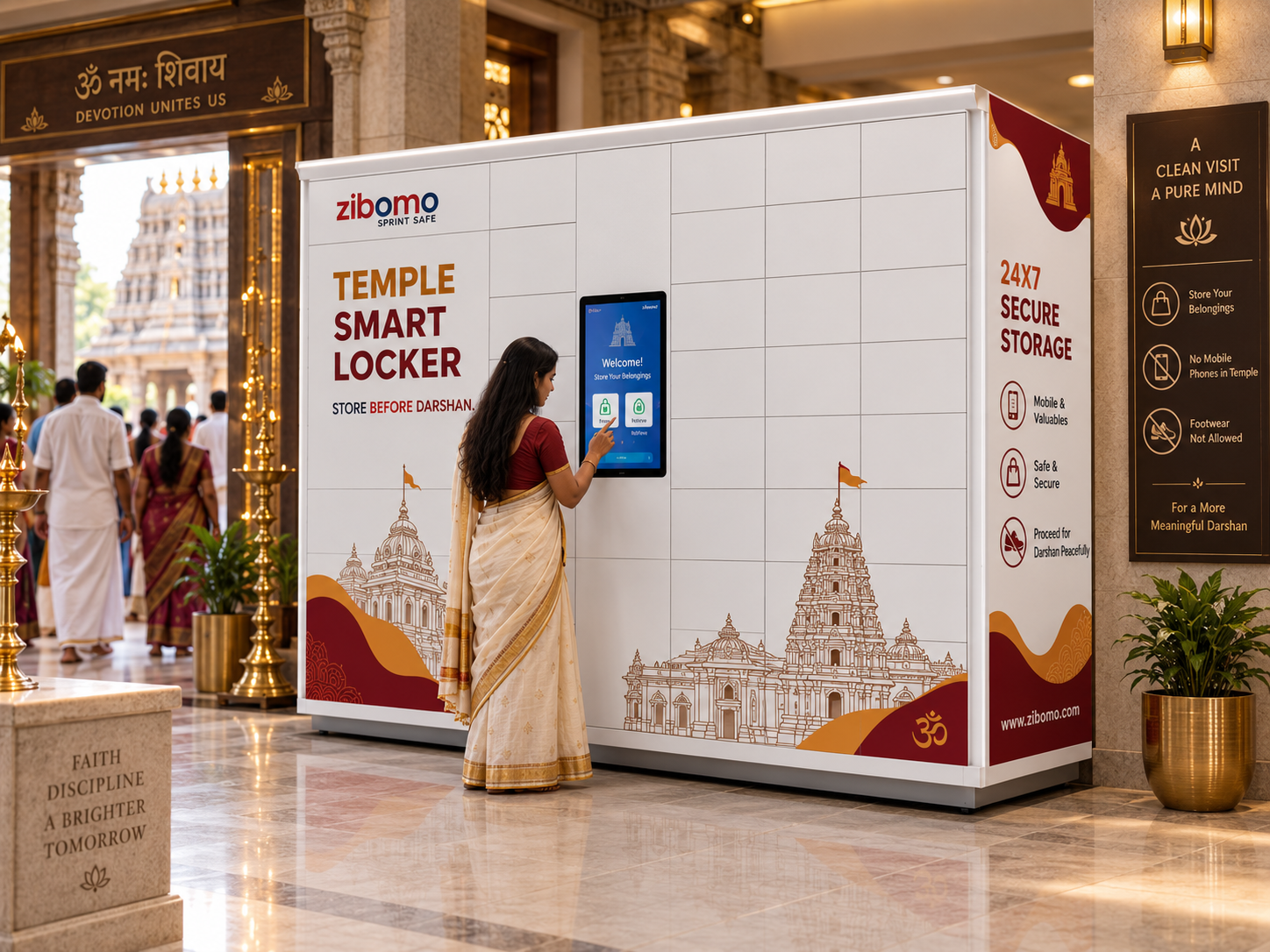 Digital mobile and baggage lockers for temples